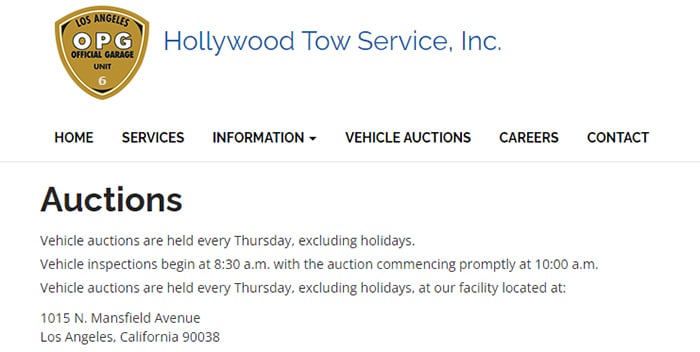 subasta de carros en los angeles de la policia